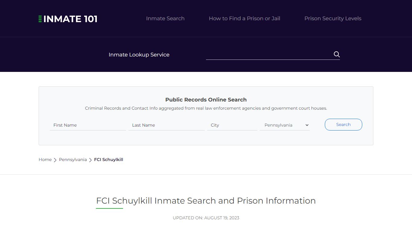 FCI Schuylkill Inmate Search | Lookup | Roster